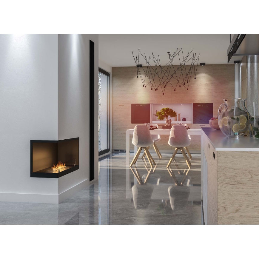 InFire - Corner BIO fireplace 80x45 cm 3kW black
