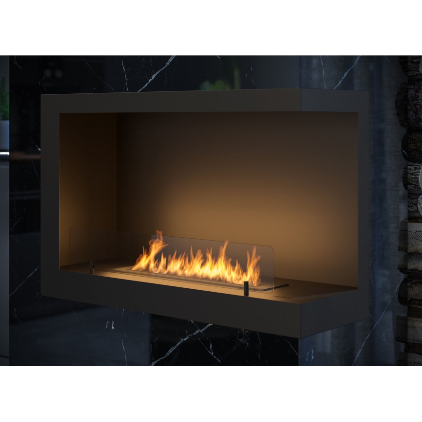 InFire - Corner BIO fireplace 84x54 cm 3kW black
