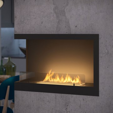 InFire - Corner BIO fireplace 84x54 cm 3kW black