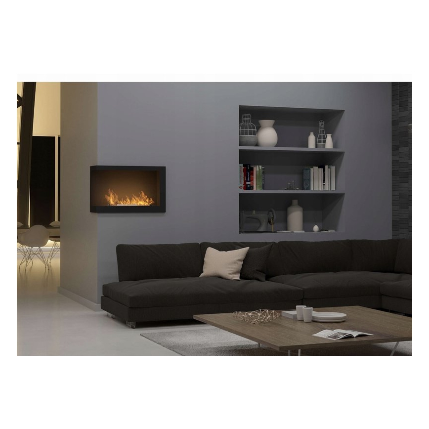 InFire - Corner BIO fireplace 84x54 cm 3kW black