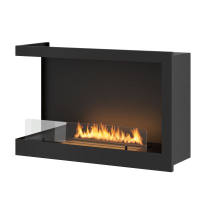 InFire - Corner BIO fireplace 84x54 cm 3kW black