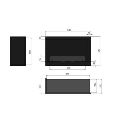 InFire - Corner BIO fireplace 84x54 cm 3kW black