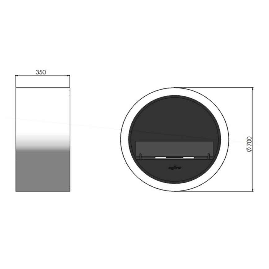 InFire - Hanging BIO fireplace d. 70 cm 3kW black