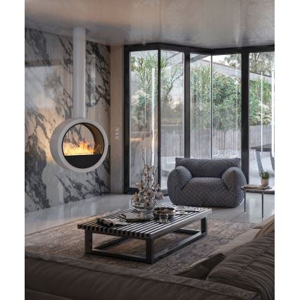 InFire - Hanging BIO fireplace d. 70 cm 3kW white