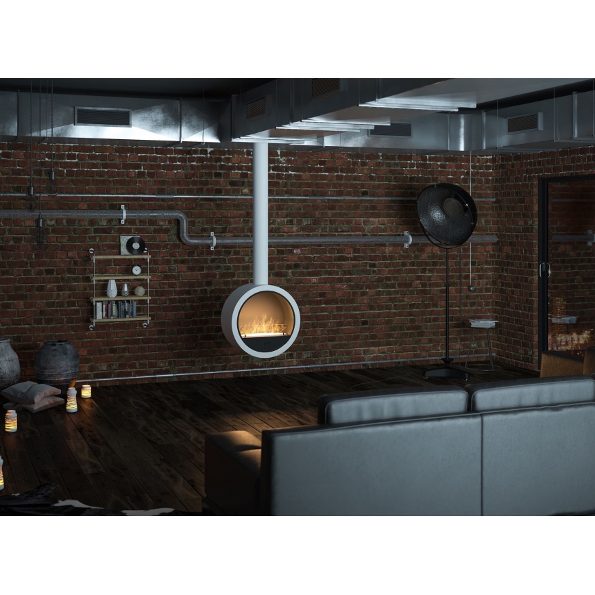 InFire - Hanging BIO fireplace d. 70 cm 3kW white