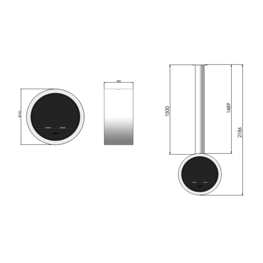 InFire - Hanging BIO fireplace d. 70 cm 3kW white