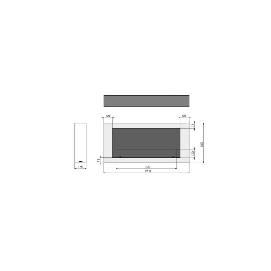InFire - Wall BIO fireplace 120x56 cm 3kW black