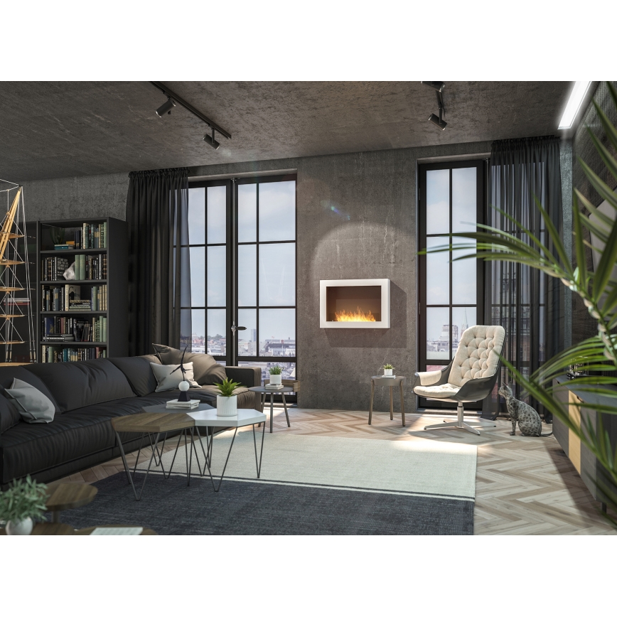 InFire - Wall BIO fireplace 80x56 cm 3kW white