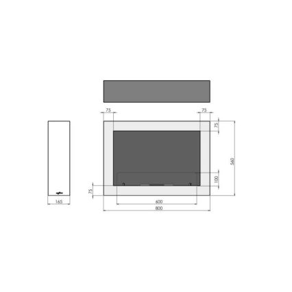 InFire - Wall BIO fireplace 80x56 cm 3kW white