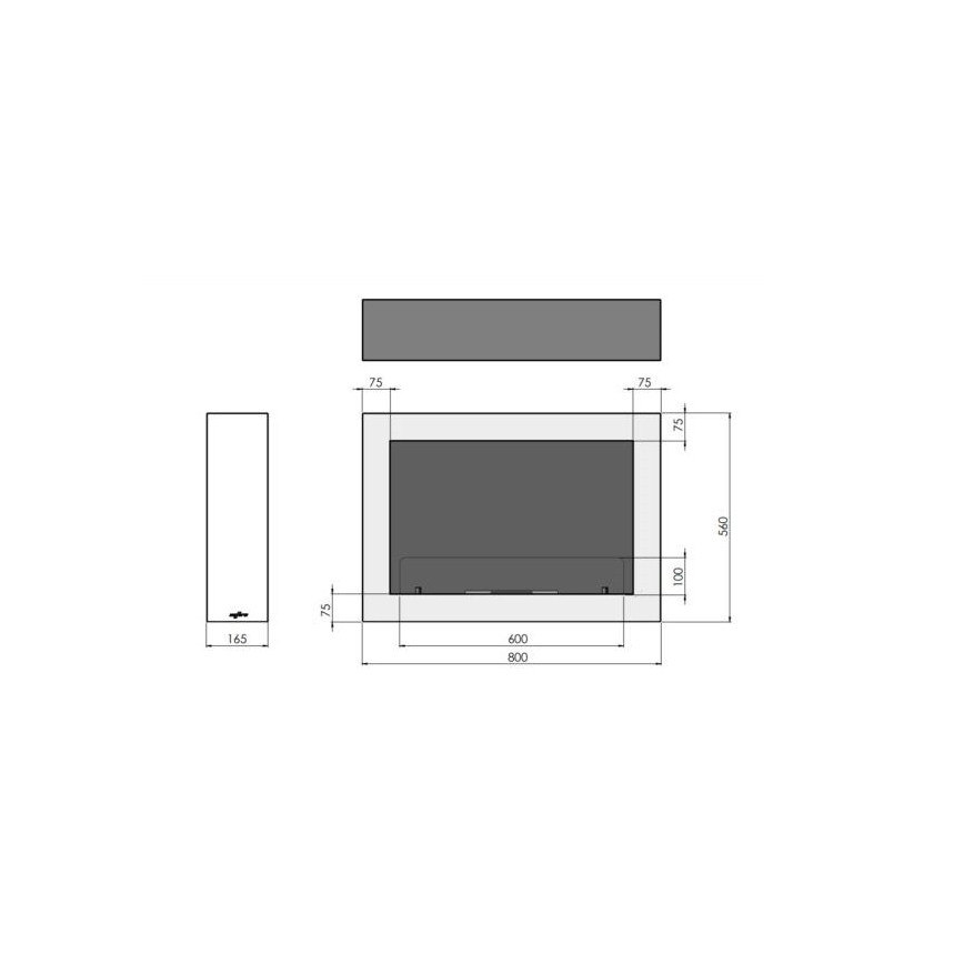 InFire - Wall BIO fireplace 80x56 cm 3kW white