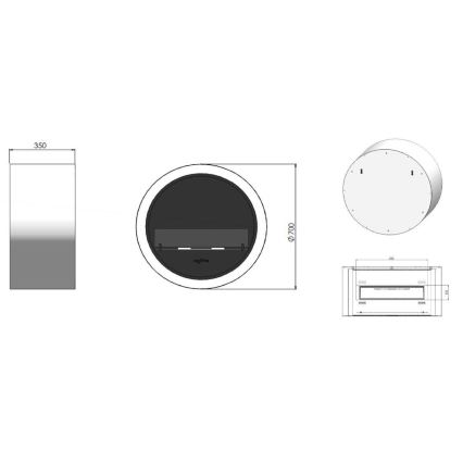 InFire - Wall BIO fireplace d. 70 cm 3kW black