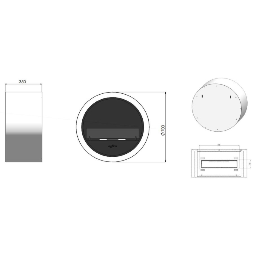 InFire - Wall BIO fireplace d. 70 cm 3kW black