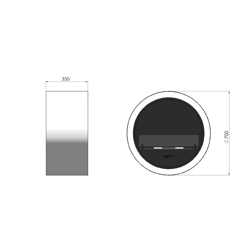 InFire - Wall BIO fireplace d. 70 cm 3kW white