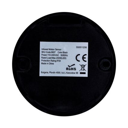 Infrared motion sensor 360° 200W/230V black