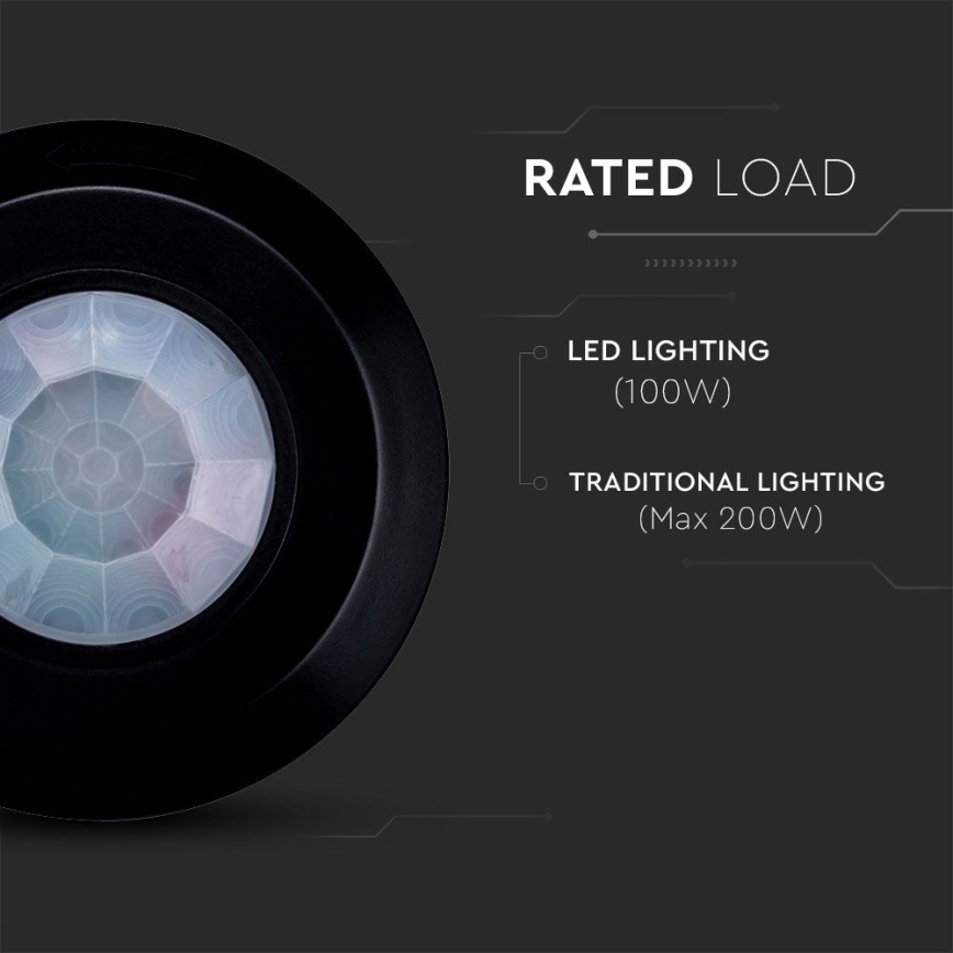 Infrared motion sensor 360° 200W/230V black