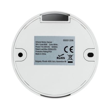 Infrared motion sensor 360° 200W/230V white