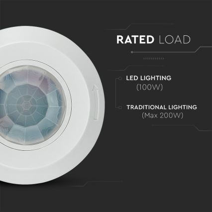 Infrared motion sensor 360° 200W/230V white