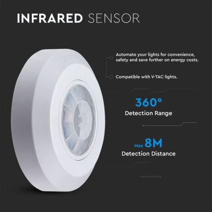 Infrared motion sensor 360° 200W/230V white