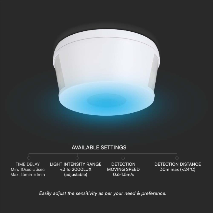 Infrared motion sensor 360° 230V white