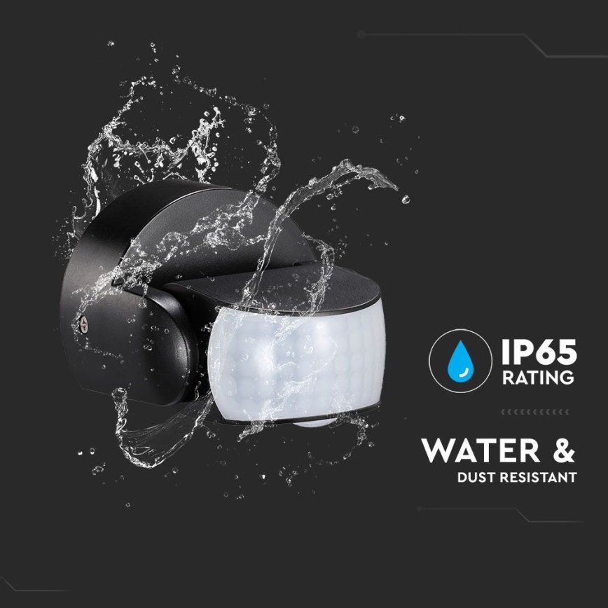 Infrared outdoor motion sensor 180/360° 600W/230V IP65 black