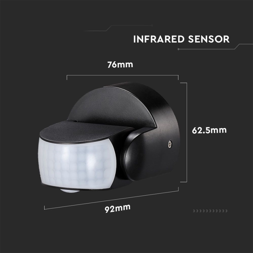 Infrared outdoor motion sensor 180/360° 600W/230V IP65 black