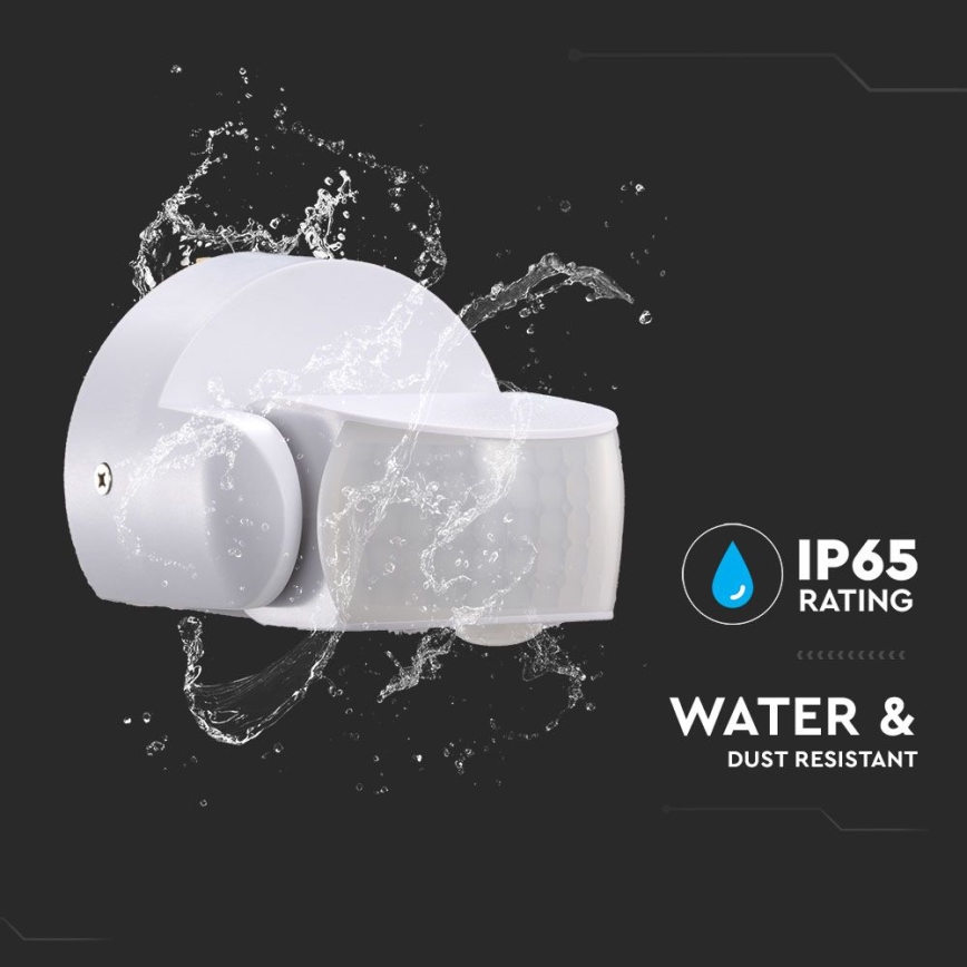 Infrared outdoor motion sensor 180/360° 600W/230V IP65 white