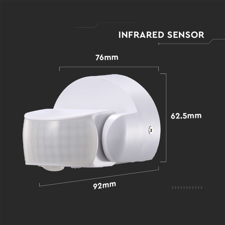 Infrared outdoor motion sensor 180/360° 600W/230V IP65 white