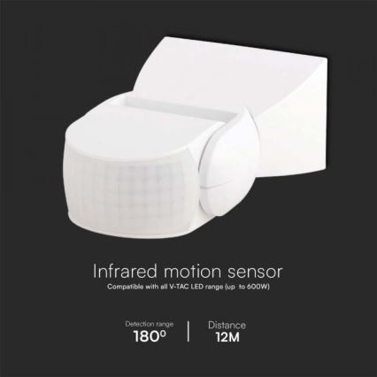 Infrared outdoor motion sensor 180° 230V IP65 white