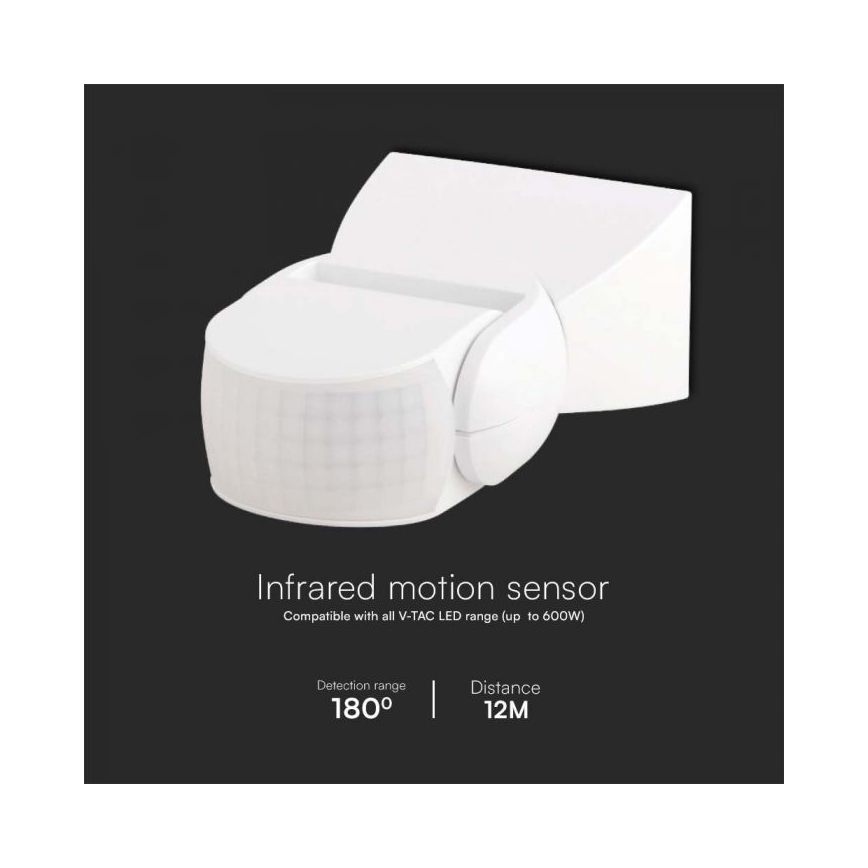 Infrared outdoor motion sensor 180° 230V IP65 white
