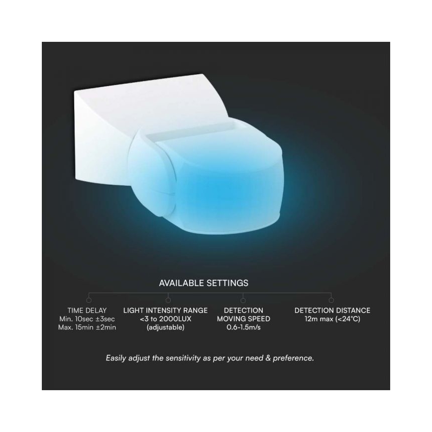 Infrared outdoor motion sensor 180° 230V IP65 white