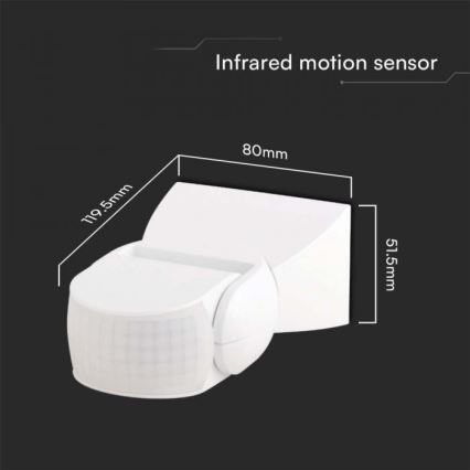 Infrared outdoor motion sensor 180° 230V IP65 white