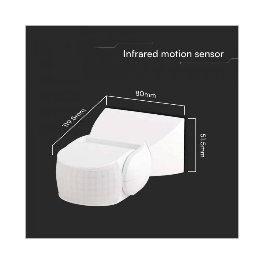 Infrared outdoor motion sensor 180° 230V IP65 white