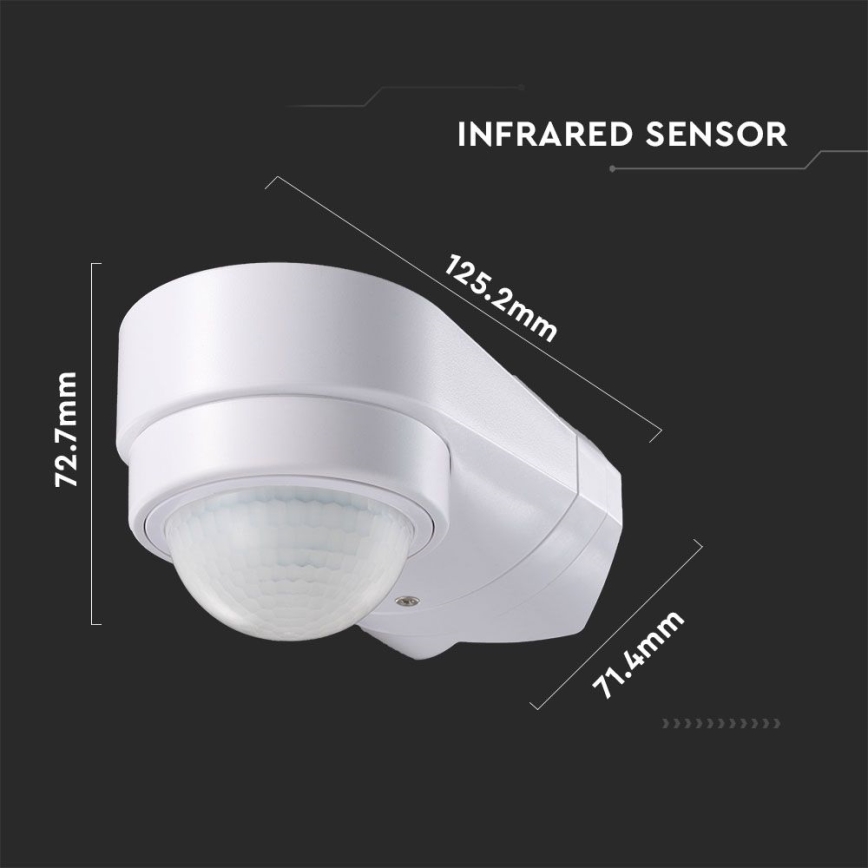 Infrared outdoor motion sensor 240° 600W/230V IP65 white