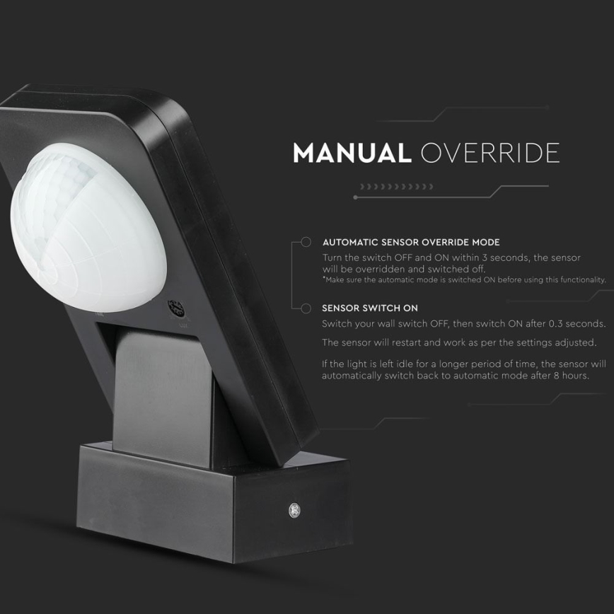 Infrared outdoor motion sensor 360° 1000W/230V IP65 black
