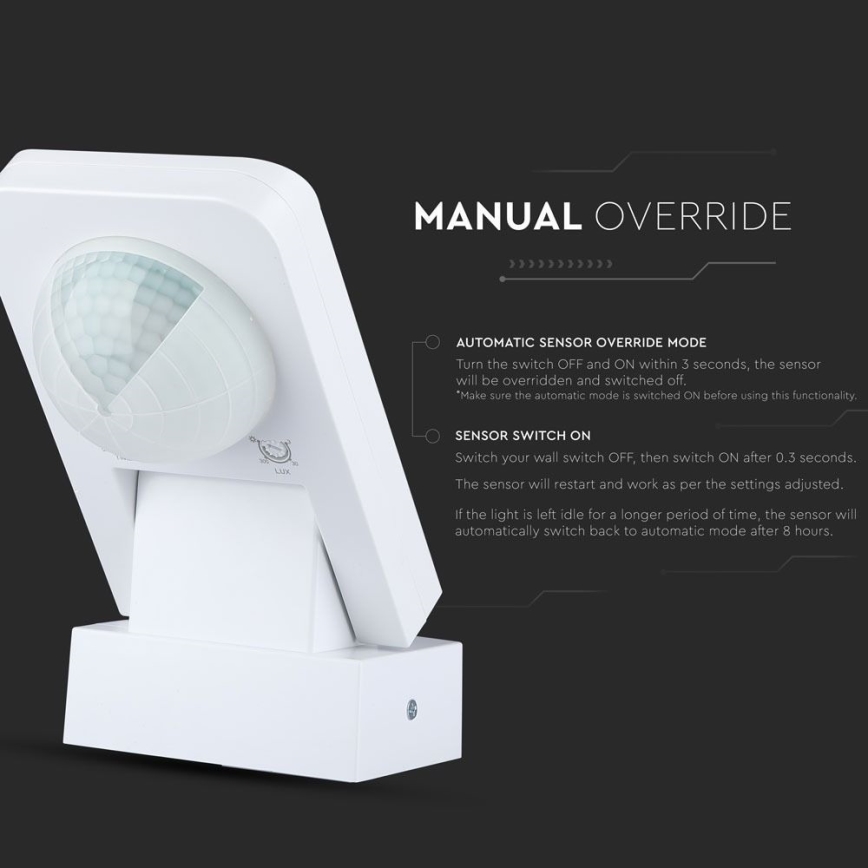 Infrared outdoor motion sensor 360° 1000W/230V IP65 white