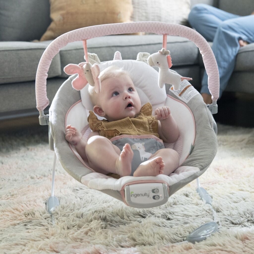 Ingenuity - Baby vibrating lounger with melody FLORA THE UNICORN