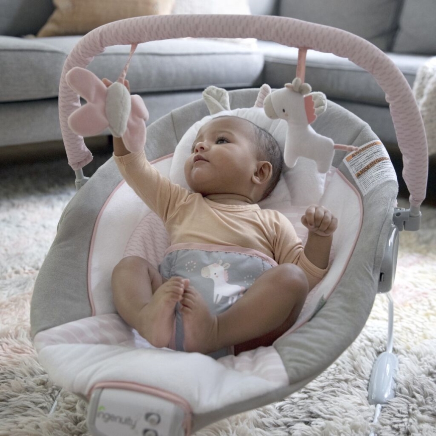 Ingenuity - Baby vibrating lounger with melody FLORA THE UNICORN