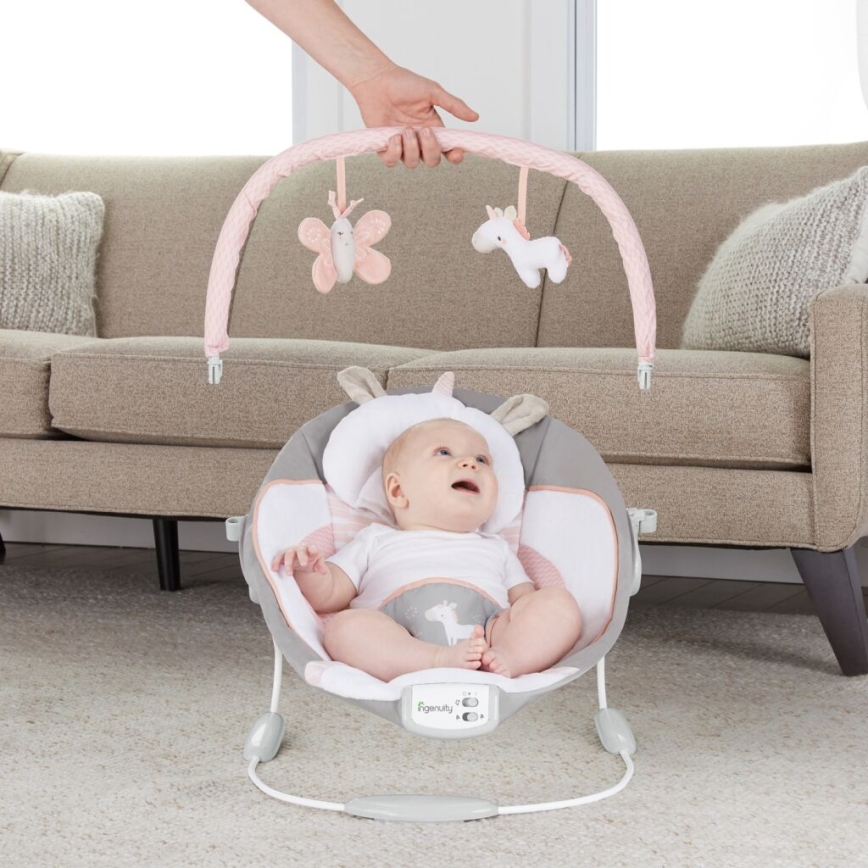 Ingenuity - Baby vibrating lounger with melody FLORA THE UNICORN