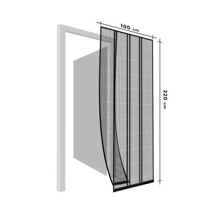 Insect screen for door, 100 x 220 cm, black
