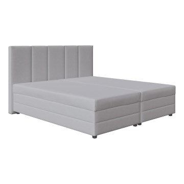ISABEL Upholstered Bed 160x200 with Innerspring Mattress and Storage, Light Gray