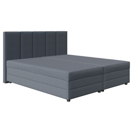 ISABEL Upholstered Bed with Spring Mattress and Storage Compartment 160x200 grey
