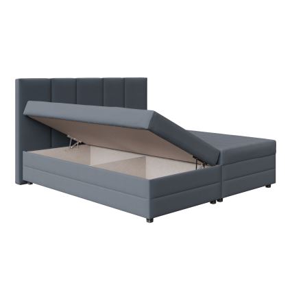 ISABEL Upholstered Bed with Spring Mattress and Storage Compartment 160x200 grey
