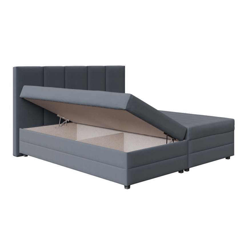 ISABEL Upholstered Bed with Spring Mattress and Storage Compartment 160x200 grey