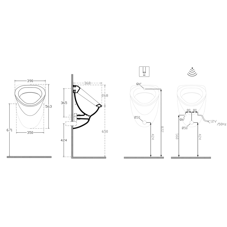 Isvea - DYNASTY Urinal with rear inlet, white