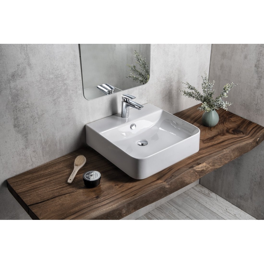 Isvea - SOTT AQUA Countertop/Wall-Mounted Washbasin 50 x 50 cm, Ceramic/White