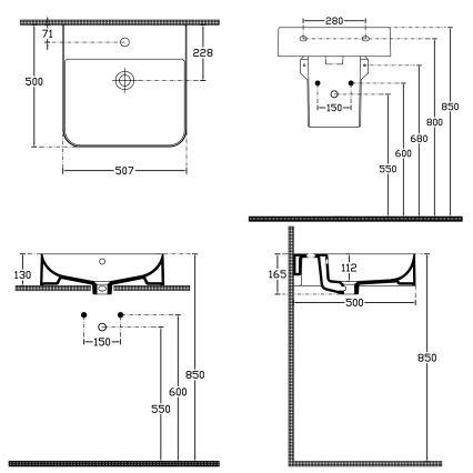 Isvea - SOTT AQUA Countertop/Wall-Mounted Washbasin 50 x 50 cm, Ceramic/White