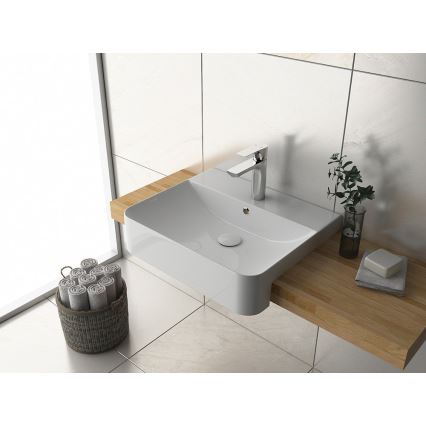 Isvea - SOTT AQUA Semi-Recessed Washbasin 59 x 49 cm, Ceramic/White