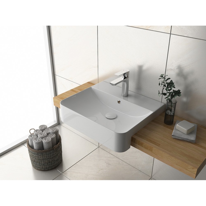 Isvea - SOTT AQUA Semi-Recessed Washbasin 59 x 49 cm, Ceramic/White