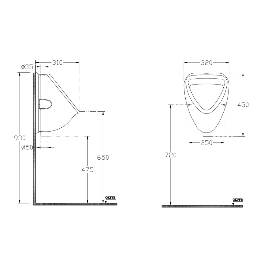 Isvea - Top-inlet urinal, ceramic/white