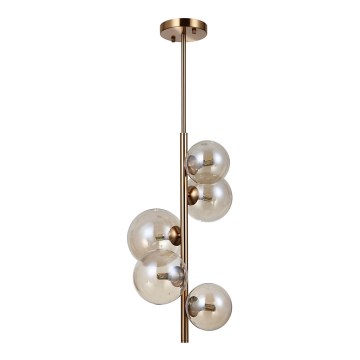 ITALUX - Chandelier on a pole CANELLO 5xG9/5W/230V brass
